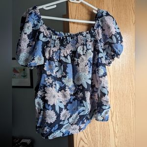 J Crew floral puff sleeve blouse